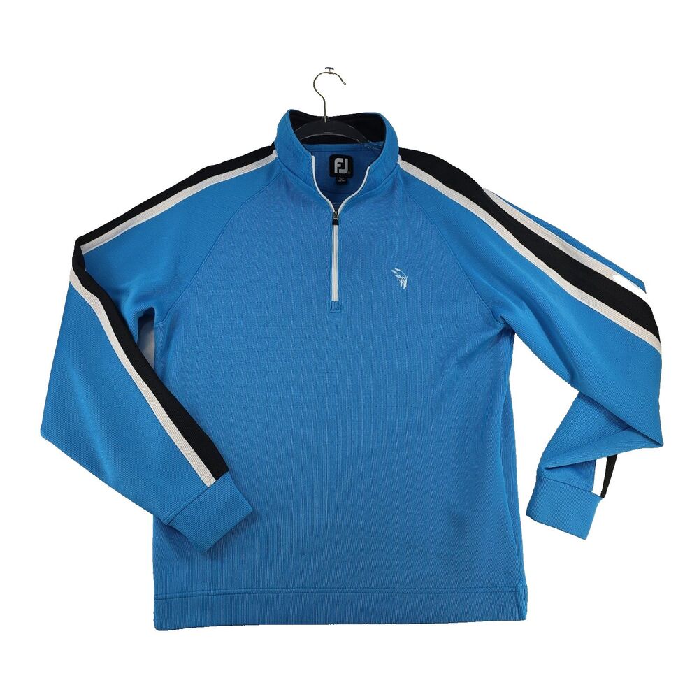 FootJoy 1/4 Zip Sweater Pullover Ribbed Golf Casual Men's Size M blue Colorblock